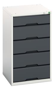 verso drawer cabinet with 5 drawers. WxDxH: 525x550x900mm. RAL 7035/5010 or selected Bott Verso the Bott budget range, lighter duty lower spec cabinets cupboard
